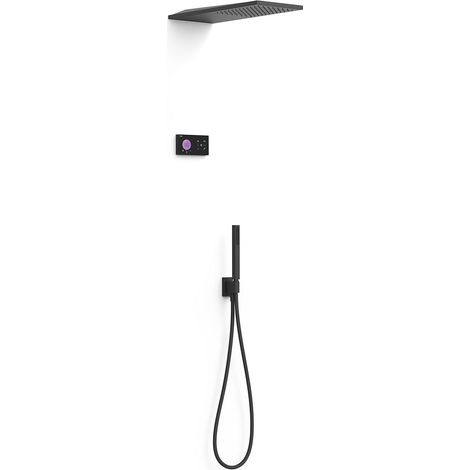 TRES 09288551NM SHOWER TECHNOLOGY Kit Grifo Termostático Electrónico Empotrado 2 Vías Shower Technology para Ducha Negro Mate - ref: 09288551NM