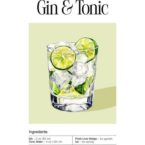Tableau sur verre synthétique Gin & Tonic 65x97 cm - Impression sur Verre synthétique - Image HD imprimée sur Verre synthétique - Tableau mural décoratif - Fabriqué en France (1/5)