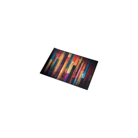 Tapis de sol antidérapant, paillasson garniture tapis de cuisine 40 x 60 cm, motif bois coloré, résistant à l'usure–