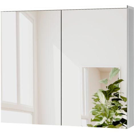 BERNSTEIN - Mobile bagno sospeso Bianco opaco 80x18x70cm (LxPxA) 2 ante a specchio, illuminazione LED, ripiani in vetro - SOLO	Bianco opaco