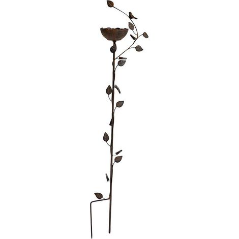 Mangeoire fonte oiseaux à planter 12x19x102cm (1/4)