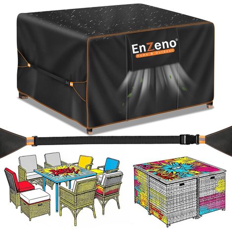 Housse Salon de Jardin Exterieur,Housse Table de Jardin Imperméable,420D Tissu Oxford ,Bache Protection pour Meubles avec évent(200x160x74cm) (1/5)