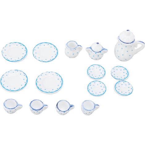 Lot de 15 tasses à thé miniatures en céramique pour maison de poupée, accessoires de simulation modèle réduit, service à thé décoratif Type D. (1/5)
