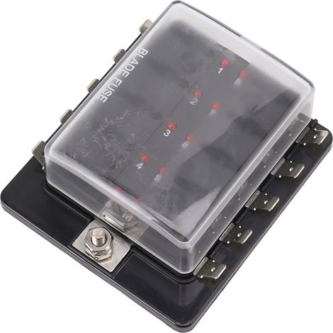 Boîtier fusibles auto 10 voies ABS étanche DC32V bloc porte-fusible lame ATO ATC voyant LED rouge pour voiture bateau (1/5)