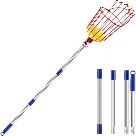 Cueilleur de Fruits Pratique et Léger en Acier Inoxydable Manche Télescopique Détachable (1,6 m) (1/5)