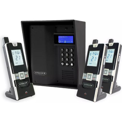 Ultra Secure – Interphone sans fil 600m autonome pour collectif – Écran LCD rétroéclairé – Clavier digicode – 3 combinés mobiles inclus (1/5)