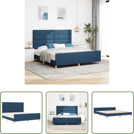vidaXL Stoffbett - Bettgestell mit Kopfteil Blau 180 x 200 cm Stoff (1/5)