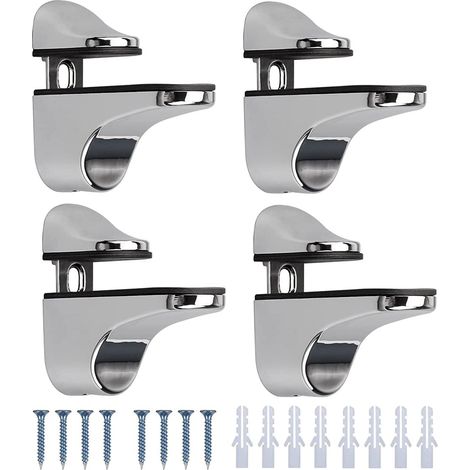 4 soportes de pared para estante de vidrio, ajustables, de 3 a 20 mm, con tornillos. (1/5)