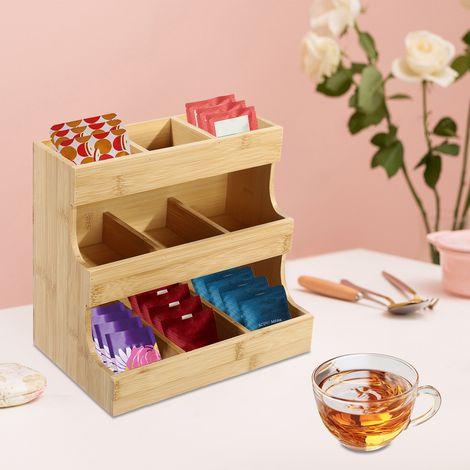 Support de rangement pour sachets de thé et sachets de thé au lait, boîte de rangement en bambou, boîte de rangement pour sachets de thé, support pour sachets de thé (1/5)