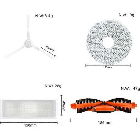 Pezzi di ricambio per il robot autopulente Xiaomi Mijia 2 C101: spazzola principale, filtro HEPA e panni per la pulizia. (1/5)