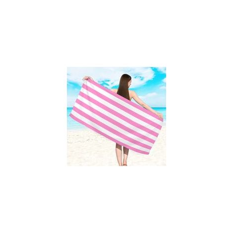 Grande Serviette Plage Microfibre 150x75 cm Rayures Roses Séchage Rapide Anti-Sable Ultra-Absorbante Légère Portable Parfaite Piscine Vacances Yoga -KZQ (1/2)
