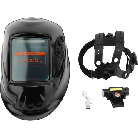 Welding helmet with true color and large view, 3.9 x 3.6 inches, automatic welding helmet with solar/replaceable battery, 4 high-quality sensors, large sun visor (1/5)