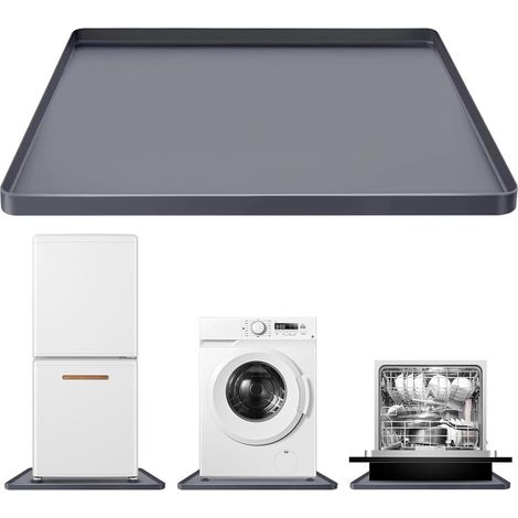 Grand tapis de machine à laver 60 x 60 cm en silicone pour dessous de laveuse et sèche-linge, plateau de protection de sol, antidérapant, souple (1/5)