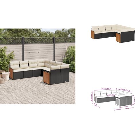 8-tlg. Garten-Sofagarnitur mit Kissen Schwarz Poly Rattan - Gartensofas - Outdoor Möbel - Lounge Set - Rattan Gartenmöbel - Gartenlounge (1/3)