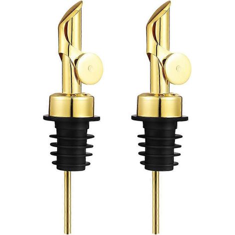 Lot de 2 becs verseurs lestés en acier inoxydable pour bouteilles d'huile d'olive et de spiritueux, avec basculement automatique.-12.50X3.00X3.00CM-Golden (1/3)