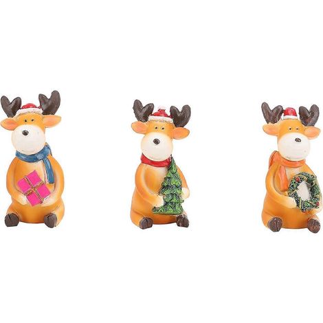 Weihnachts-Rentier-Ornament, Harzstatue, niedliche Elchfigur, Cartoon-Tischdekoration