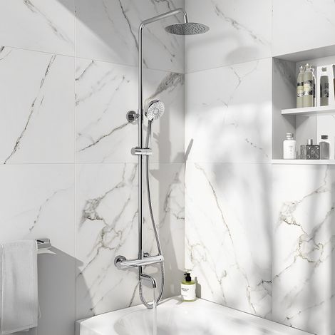 Orbit Rondo Thermostatic Rigid Riser Shower Kit with Bath Filler - Chrome (1/4)