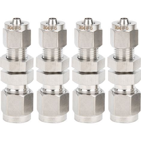 Stück 2-Touch-Kompressionsverschraubungen, gerade, Edelstahl 304, Größe 6x4 mm (1/5)