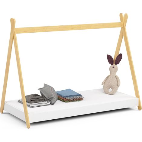 Lit tipi enfant 80x180 cm avec matelas blanc mat modèle Gem (1/4)