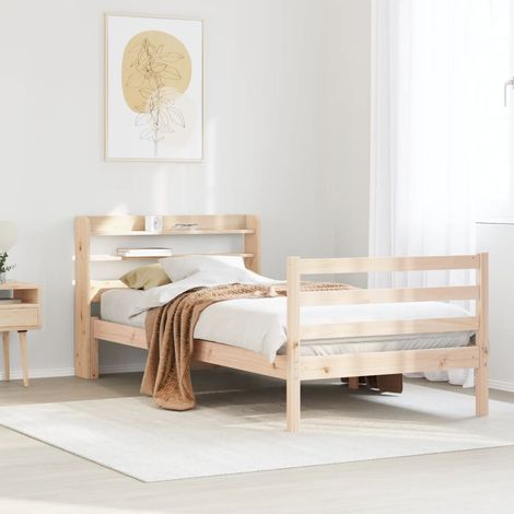 Estructura de cama con cabecero madera maciza pino 100x200 cm