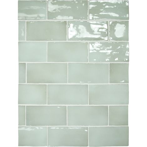 Carrelage mural faïence effet zellige 15x7.5 cm Mint – Brillant poli – Pour espaces intérieurs – Boîte de 0.5 m2 – Equipe (1/3)