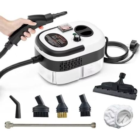 Limpiadores a vapor portátiles de alta temperatura y presión de 2500 W, para aire acondicionado, campana de cocina, máquina de limpieza a vapor para automóviles, limpieza de pisos (Blanco)