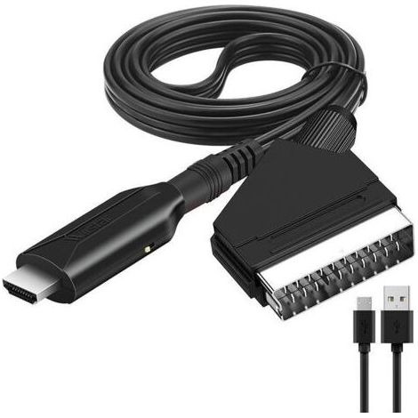 Pair Convertisseur SCART vers HDMI 1m – Résolution Full HD 720P/1080P – Compatible lecteurs DVD, VHS, consoles – Alimentation micro USB TV 720 P (1/4)