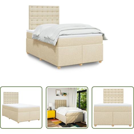 vidaXL Taschenfederkern - Boxspringbett mit Matratze Creme 120x200 cm Stoff (1/5)
