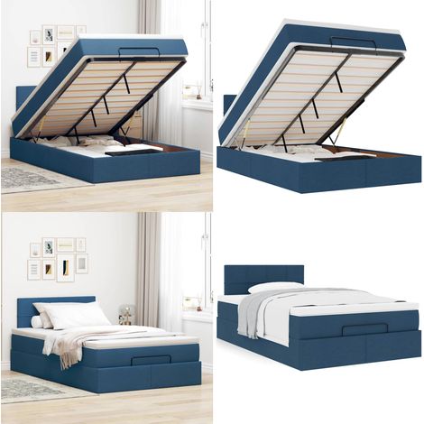 vidaXL Ottoman-Bett mit Matratze Blau 120x200 cm Stoff (1/5)