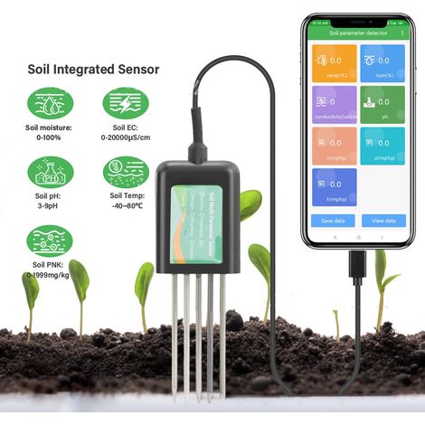 8 in 1 Soil NPK Sensor IP68 Water Proof PH EC Temperature Humidity Detector Soil Nutrient Tester for Garden Farm Orchard