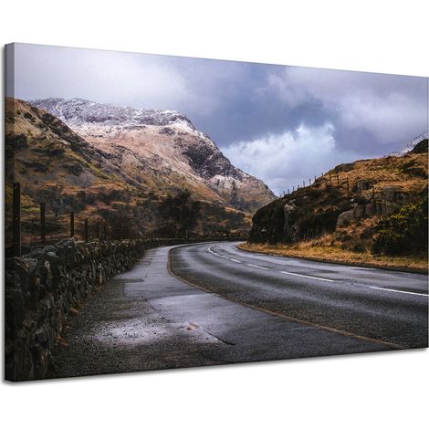 Leinwanddruck Naturstraße durch die Berge 120x80 cm
