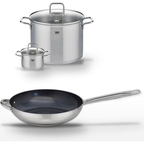 Lot Poêle 32cm et 2 Faitouts 14/26cm Elo Profi Therm Platinum (1/5)