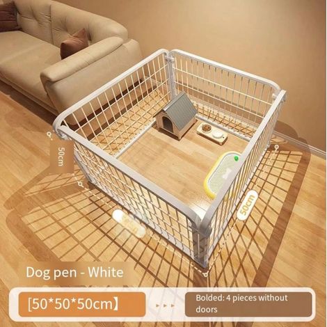 4 panneaux barrière pour animaux intérieur, cage chien pliable modulable, parc domestique pour petit chien teddy samoyède, niche blanche (1/2)