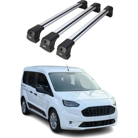 OMAC Barres de toit compatibles avec VW Caddy Maxi IV 2020-2026 – 3 barres – Antivol inclus – Aluminium Argent (1/5)