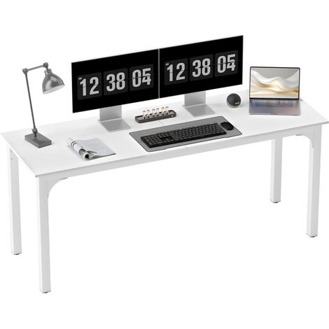 Schreibtisch, 180 cm breiter Computertisch mit großer Tischplatte für 2 Personen, für Homeoffice oder Arbeitszimmer, weiß