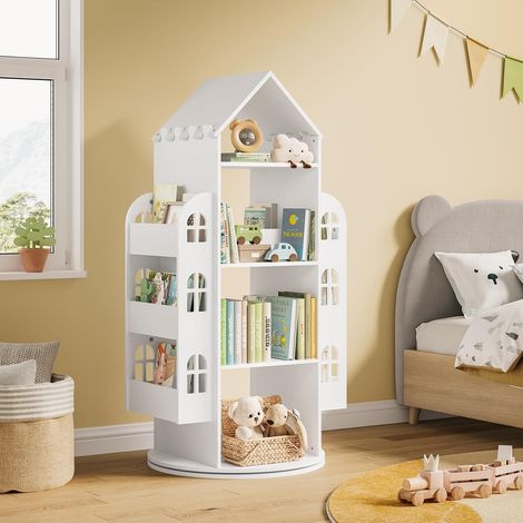 WOLTU Estantería infantil, estantería para libros infantiles, soporte para libros para dormitorio infantil y sala de juegos, ahorra espacio, color blanco (1/5)