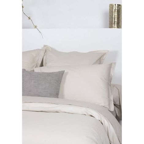 Taie d'oreiller - COTE DECO - 63x63 cm - Coton 100% - Finition volant - Beige (1/2)