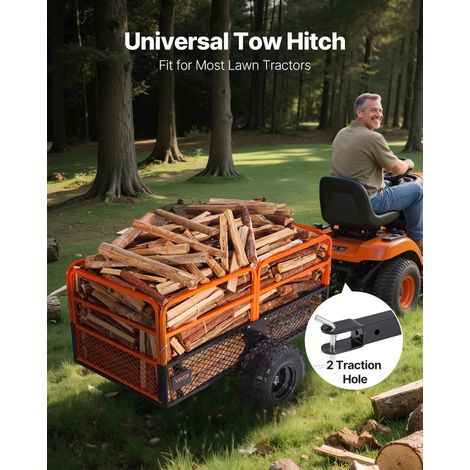 Remorque à Benne Basculante, 793 L, Remorque de Tracteur Tondeuse à Gazon de Jardin en Acier, Capacité de Charge 800,6 kg, avec Pne… (1/5)