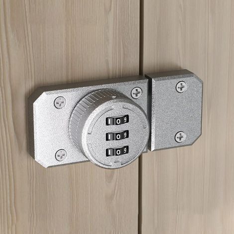 Loquet à mot de passe pour armoire, serrure d'armoire rotative, serrure à loquet rotatif à 3 chiffres, serrure de porte mécanique à code à combinaison, en alliage de zinc (argent) (1/4)