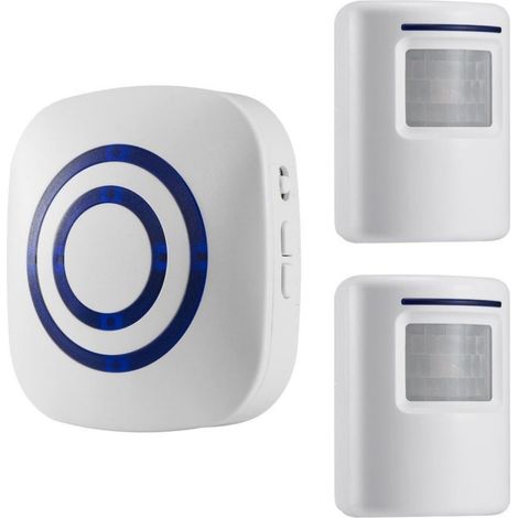 Détecteur De Mouvement PIR - Alarme Allée Sans Fil Avec Récepteur Plug-In Et 2 Capteurs - 38 Sonneries LED - Portée 100 M - Pour Maison Ou Entreprise - Lot De 3 Pièces (1/5)
