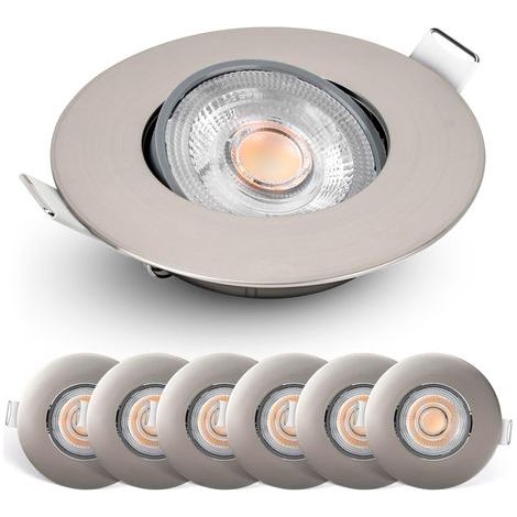 Lot de 6 Spot LED encastrable, Dimmable 4,9W 480lm, Orientable 50°, Blanc chaud 2700K, Intérieur (1/5)