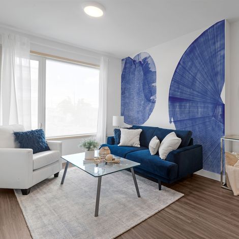 Papier peint panoramique Tourbillons et Connexions, Bleu 150 x 250cm (1/5)
