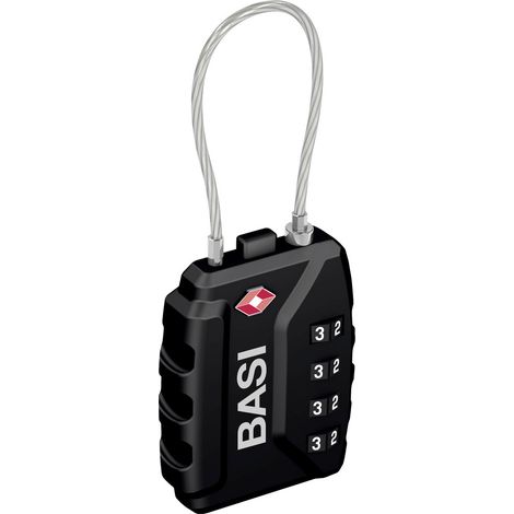 Basi 6100-0625 Cadenas 37 mm TSA noir avec serrure à combinaison
