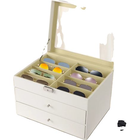 Vitrine à lunettes, 24 emplacements, 3 niveaux, 342519cm, PU, MDF (1/5)