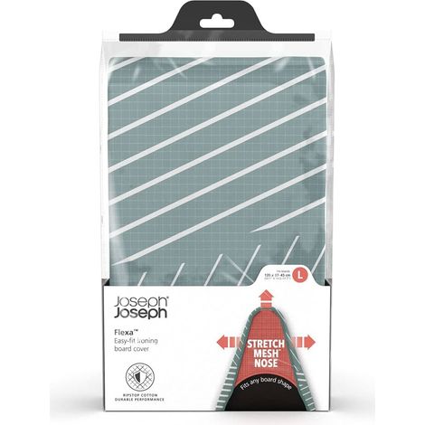 Funda para tabla de planchar Joseph Joseph Flexa de 135 cm – Gris lineal, diseño resistente, fácil de poner y mantener, ajustable y duradera