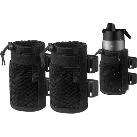 2 pezzi - Portaborraccia con velcro - Universale - Bicicletta - Bici da strada - Mountain bike - Passeggino - Portaborraccia e portabicchiere regolabile - Nero (1/5)