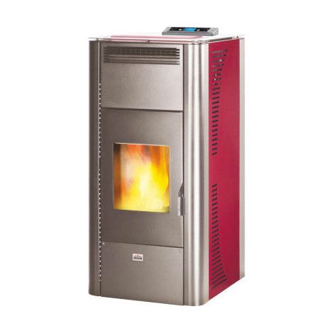 Termostufa a Pellet con struttura in acciaio 21,96 kW riscaldamento Queen Idro 24 Bordeaux