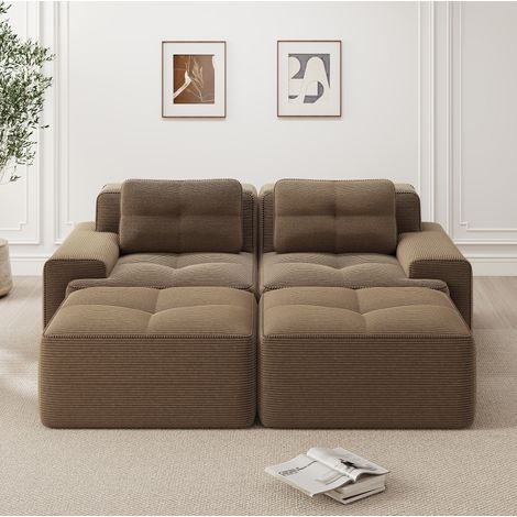Modulares Sofa aus Cord Braun, boneless Design, 74 cm Sitztiefe, montagefrei (1/5)
