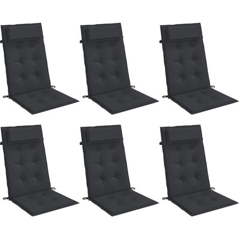 vidaXL Highback Chair Cushions 6 pcs Black Oxford Fabric