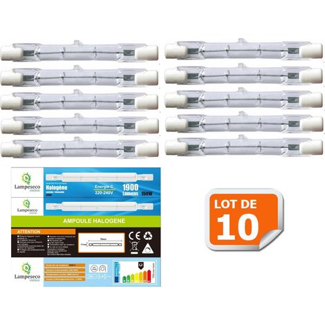 Lampesecoenergie – Lot de 10 ampoules halogène linéaire 150W R7s – Gradables – Lumière chaude 2800K – Économie d'énergie – Durée de vie 2000 heures